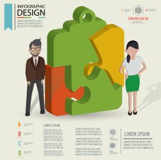Document puzzle info graphic design and character clean vector