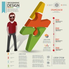 Thunder puzzle info graphic design and character clean vector