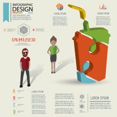Coffee puzzle info graphic design and character clean vector