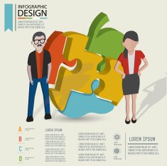 Apple puzzle info graphic design character design clean vector