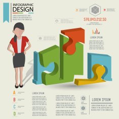 Puzzle info graphic design and character clean vector N5