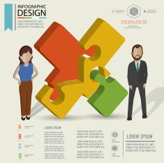 Puzzle info graphic design and character clean vector N7