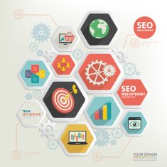 SEO marketing Info graphic design clean vector