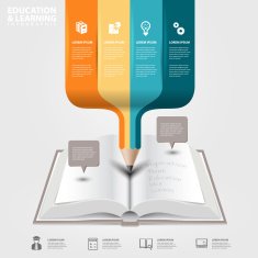 vector infographics education concept open book with colorful pencil N2