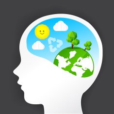 Eco thinking head icon and nature ecology concept