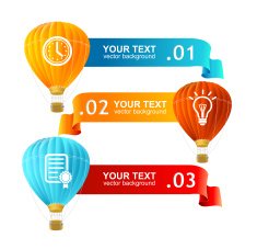 Vector Hot air ballons option banners N2