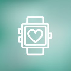 Wristwatch with heart display thin line icon N2