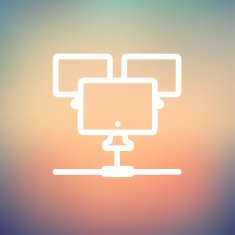 Three touchscreen devices thin line icon