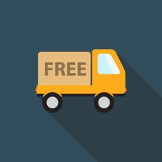 Free Delivery Icon with Long Shadow Vector Illustration N2