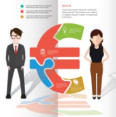 Finance puzzle and character info graphic design clean vector N2
