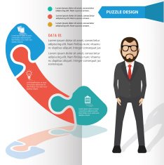 Telephone puzzle and character info graphic design clean vector