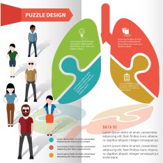 Lung puzzle and character info graphic design clean vector