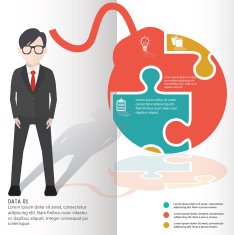 Bomb puzzle and character info graphic design clean vector