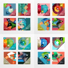 Flat design geometric info banners web boxes N2