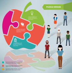 Apple puzzle businessman infographic on clean background vector