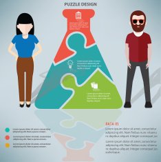 Science puzzle businessman infographic on clean background vector N3