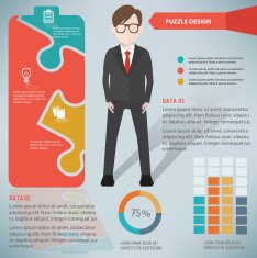 Battery puzzle businessman infographic on clean background vector