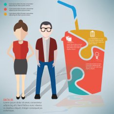 Coffee puzzle businessman infographic on clean background vector N2