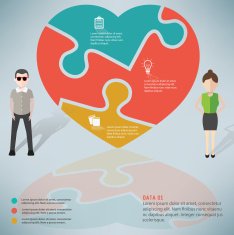 Heart puzzle businessman infographic on clean background vector