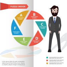 Shutter puzzle businessman infographic on clean background vector N2