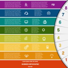 Infographic 8 colour strips and semicircle