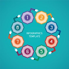 Abstract vector 8 steps infographic template in flat style