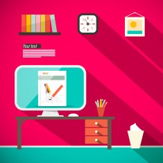 Studying Room - Office with Computer and Table N2