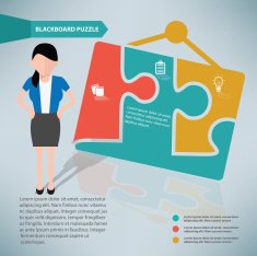Blackboard puzzle woman infographic on clean background vector