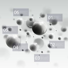 Three dimensional glowing steel spheres gray background Abstract molecules design