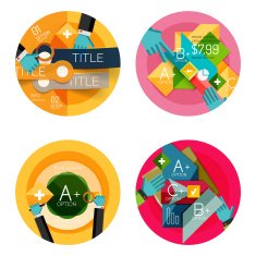 Set of flat design circle option infographics concepts N57