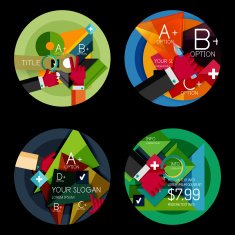Set of option presentation labels flat design web infographic boxes N11