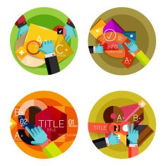 Set of option presentation labels flat design web infographic boxes N13