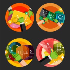 Set of flat design circle option infographics concepts N59