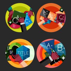 Set of flat design circle option infographics concepts N60