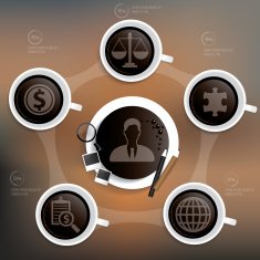Businessman info graphic design coffee concept on clean background