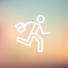 Paramedic running with first aid kit thin line icon N2