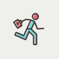 Paramedic running with first aid kit thin line icon N3