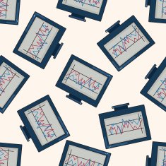 Financial charts cartoon seamless pattern background