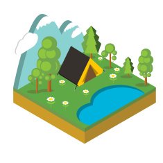 Iisometric camp flat 3d isometric pixel art Iinfographics illu N3