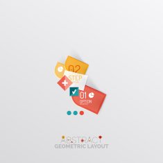 Glossy paper style geometric abstract infographic design N80