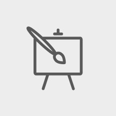 Chart and a paint brush thin line icon