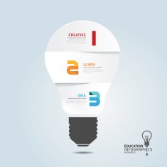 infographic Template with Light bulbs paper cut banner