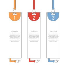 Abstract vector 3 steps infographic template in flat outline style