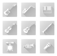 grey musical instrument flat icons 2014 A1 Converted