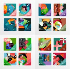Flat design geometric info banners web boxes N3