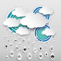 Cloud computing concept Icons in raindrop