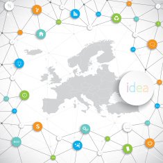 Europe Map and Elements Infographic Vector illustration