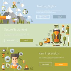Modern flat design illustrations of camping and hiking info graphic