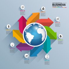 Abstract 3D digital business Infographic N21