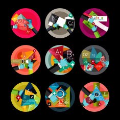 Set of flat design circle option infographics concepts N72